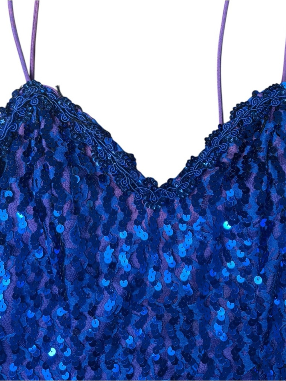 Vintage ZUM ZUM Blue/Purple Sequin Mini Spaghetti Strap Mini Dress - Picture 8 of 12
